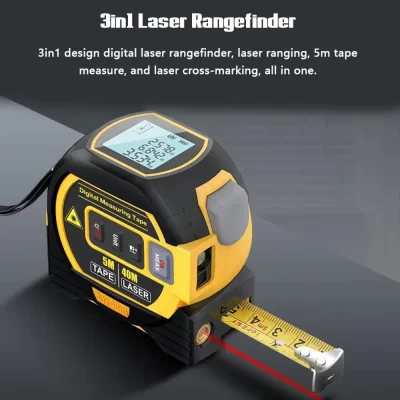 Fita métrica a laser 3 em 1, fita métrica digital de alta precisão, telêmetro laser, fita métrica de aço de alta elasticidade