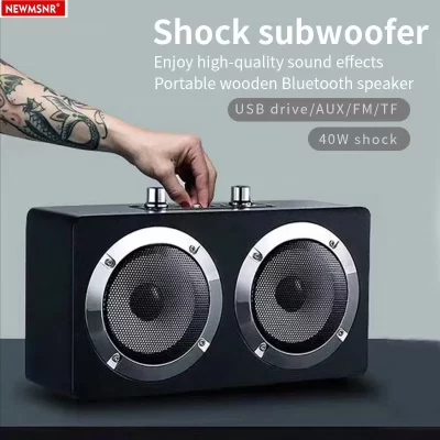 40w poderoso de madeira portátil bluetooth5.0 alto-falante som estéreo sem fio subwoofer boombox casa karaoke suporte fm/tf/aux/u vara