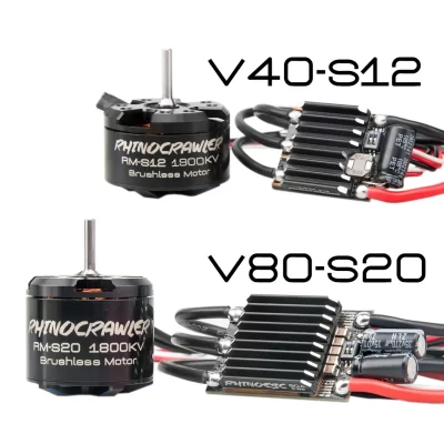 RHINOESC 40A-S12 80A-S20 AM32 RC Crawler ESC Brushless Motor Porwer Systm para 1/10 TRX4 SCX10 MOA Shafty Truck