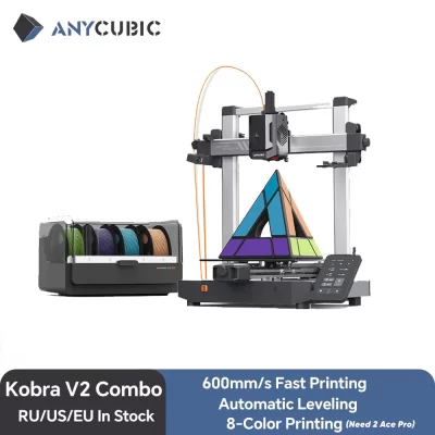 ANYCUBIC Kobra 3 V2 Combo AE Version 600mm/s Fast Printing 3D Printer Up to 8 Colors Filament Auto Drying APP Control 3D Printer