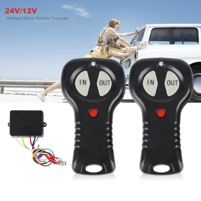 24V 12V Wireless Winch Remote Controller System With 2 Buttons Switch Control For Jeep Off Road 4x4 ATV Truck Car Accessories