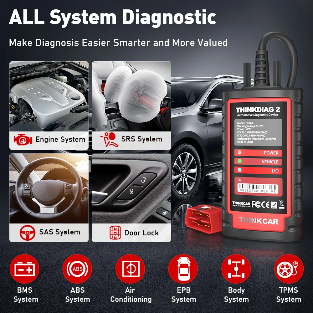 Thinkcar thinkdiag 2 ferramenta de diagnóstico de sistema completo canfd 15 redefinições ecu codificação bidirecional obd2 scanner 1 ano atualização gratuita - Image 2