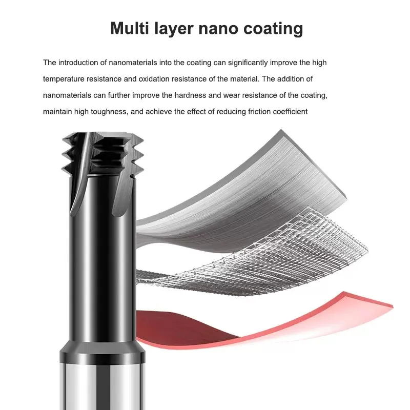 AZZKOR-Tungstênio Aço Carboneto Rosca Fresa, Centro de Usinagem CNC Ferramentas, Único, Três, Dente Completo, Preto Nano Revestimento, HRC65 - Image 2