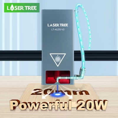 Árvore a laser 4lds-v2 20w cabeça de laser com assistência de ar módulo ttl de luz azul para máquina a laser cnc diy ferramentas de corte de gravador de madeira