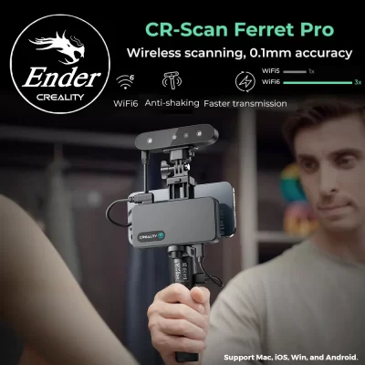 Creality-CR-Scan Ferret Pro Scanner Portátil Portátil 3D, Rastreamento Anti-Shake, WiFi6 Digitalização Sem Fio, 0,1 milímetros de Precisão, 24 Bit