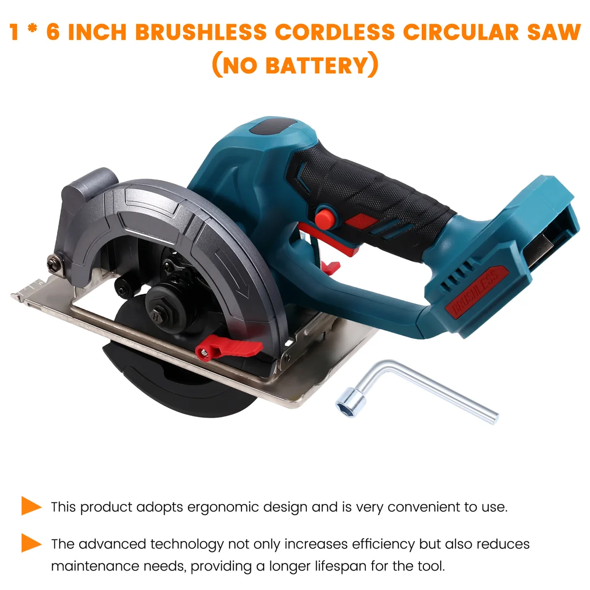 【Quente e preço】serra circular sem fio sem escova de 6 espaços, serra circular compacta de 12500 rpm para madeira/pedra/metal para bateria makita de 18v - Image 3