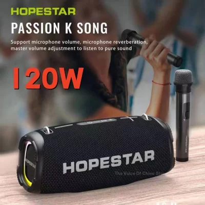 Caixa de som Hopestar A6 max 120W alta saída TWS subwoofer karaoke portátil à prova d' água Bluetooth speaker music center