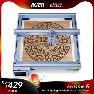 Nova máquina de gravação a laser iker k1 12w, faça você mesmo, gravação a laser cnc, corte, foco fixo, laser ultrafino