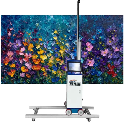 Rayline-AI Impressora De Parede Com Rodas, Máquina De Impressão De Parede, Tinta UV Vertical, 3D, 5D, em Concreto, Vidro, Cerâmica