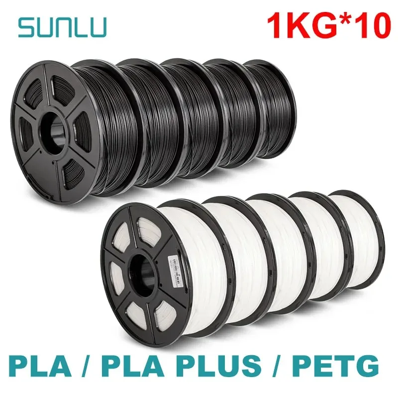 Sunlu 10kg 3d pla/petg/pla plus/filamento transparente 1.75mm 10 rolo 1kg impressora 3d filamento 3d bem enrolado para impressora 3d e caneta 3d