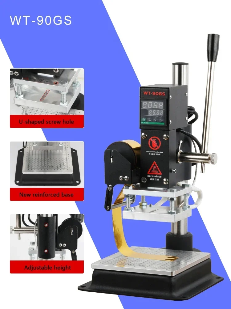 WT-90GS máquina de carimbo quente carimbo de couro ferramenta de imprensa em relevo logotipo personalizado digital cartão pvc livro papel máquina de imprensa térmica - Image 5