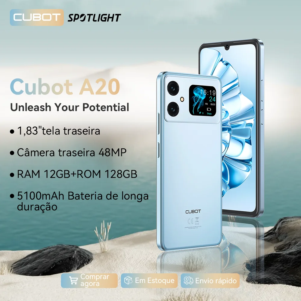 Cubot A20, Smartphone Android 14, 12GB (4GB+8GB Extend) RAM+128GB ROM, 90Hz 6.745-inch HD+ Display, 5100mAh, 48MP Camera,Face ID