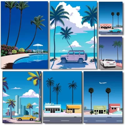 Miniso pintura a óleo por número figuras quente hiroshi nagai japão verão decoração de casa pintura parede quarto decoração presente framelss