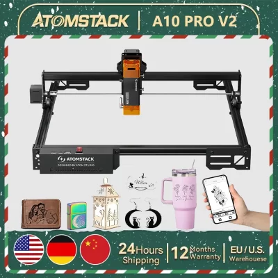 Atomstack a10 pro v2 gravador a laser 10w cortador 400*400mm área de trabalho 400 mm/s máquina de gravação a laser de alta velocidade para madeira metal