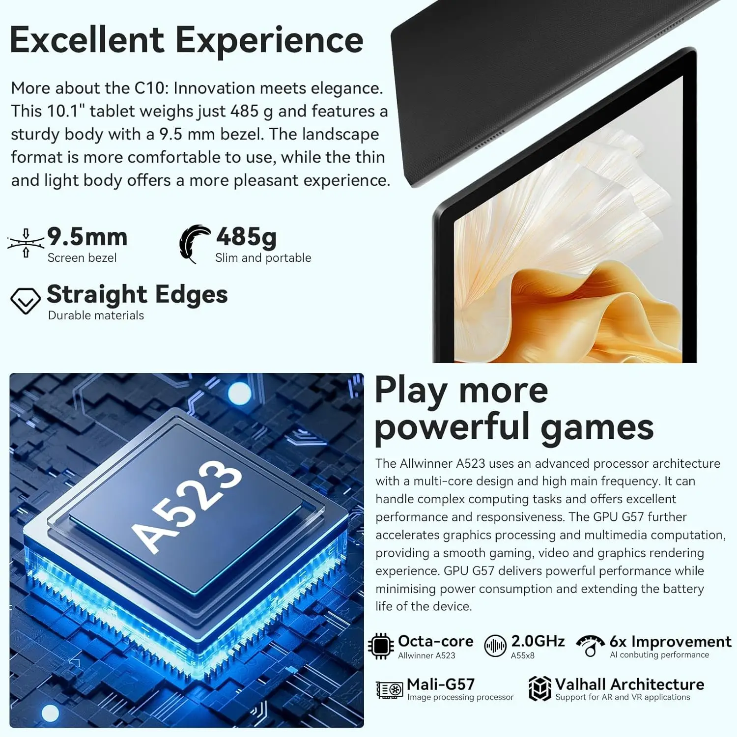 URAO 10 Inch Tablet Android 14 8GB(3+5 Expand) RAM 64GB ROM 1TB Expand 1280x800 IPS Screen 5000MAH Battery Dual Cameras WiFi 6 - Image 4