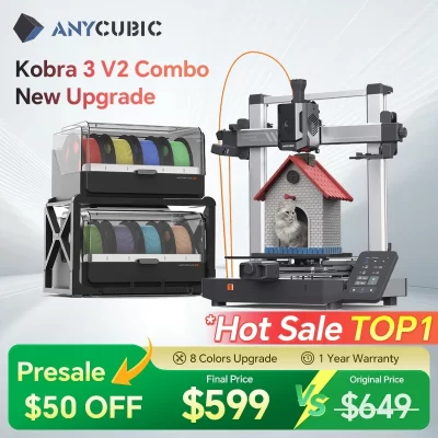 ANYCUBIC Kobra 3 V2 Combo AE Version 600mm/s Fast Printing 3D Printer 8 Colors ACE Pro Filament Drying APP Control 3D Printer