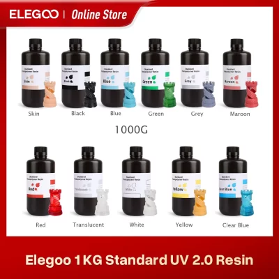 ELEGOO 4/10KG Impressora 3D de resina padrão 1000g Resina cinza à base de plantas Impressão rápida e precisa Baixo odor 405nm LCD UV-Curing 3D Prin