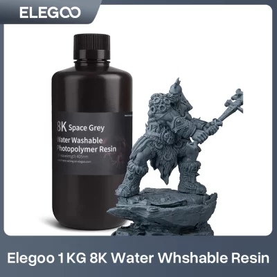 ELEGOO 8K Resina para impressora 3D 405nm Resina fotopolímero padrão Resina de cura UV Melhor para impressora 3D SATURN 2 8K Espaço cinza 1000g