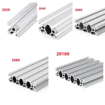 1/2 pçs/lote 2020 2040 2060 2080 20100 Extrusão de Perfil de Alumínio 100mm-500mm Comprimento Trilho Linear Para DIY Impressora 3D Bancada CNC
