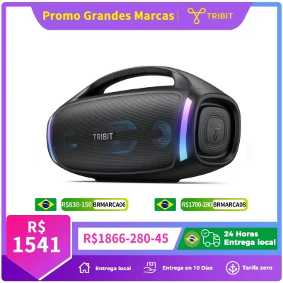 Alto-falante Bluetooth TRIBIT StormBox Blast 2, potência de 200 W com subwoofer alto-falante de festa IP67 externo, 30 horas de reprodução, LED, com interface de microfone para karaokê
