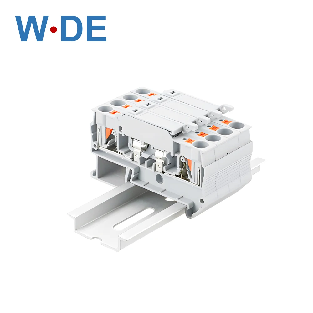 5Pcs Din Rail Terminal Blocks PT 4-HESI Gray Connector Push In Spring Fuse Terminal Block Connector Screwless Fuse Holder