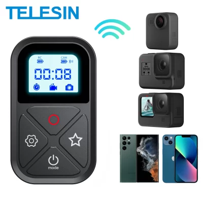 Telesin controle remoto bluetooth para gopro hero 13 12 11 10 9 com pulseira 80m controle remoto inteligente sem fio para acessórios gopro