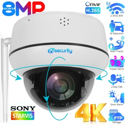 4k 8mp wifi dome ptz câmera ao ar livre humanóide rastreamento câmera ip interior áudio bidirecional sem fio câmeras de vigilância de segurança em casa