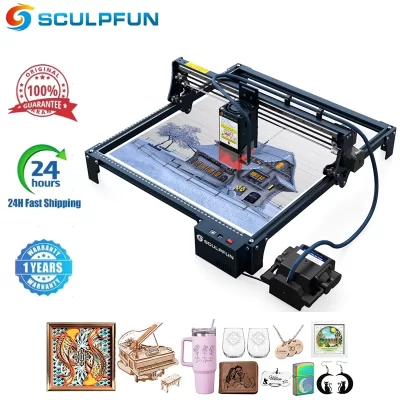 Sculpfun s30 pro max máquina de gravação a laser sistema automático de assistência de ar 20w máquina de corte e gravador a laser 410x400mm área