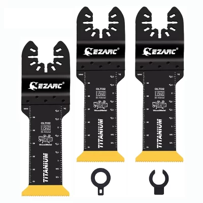 EZARC 3 PCS Lâminas de serra oscilantes de titânio Lâminas multiferramentas oscilantes extra longas para unhas de madeira de metal Parafusos de corte de plástico