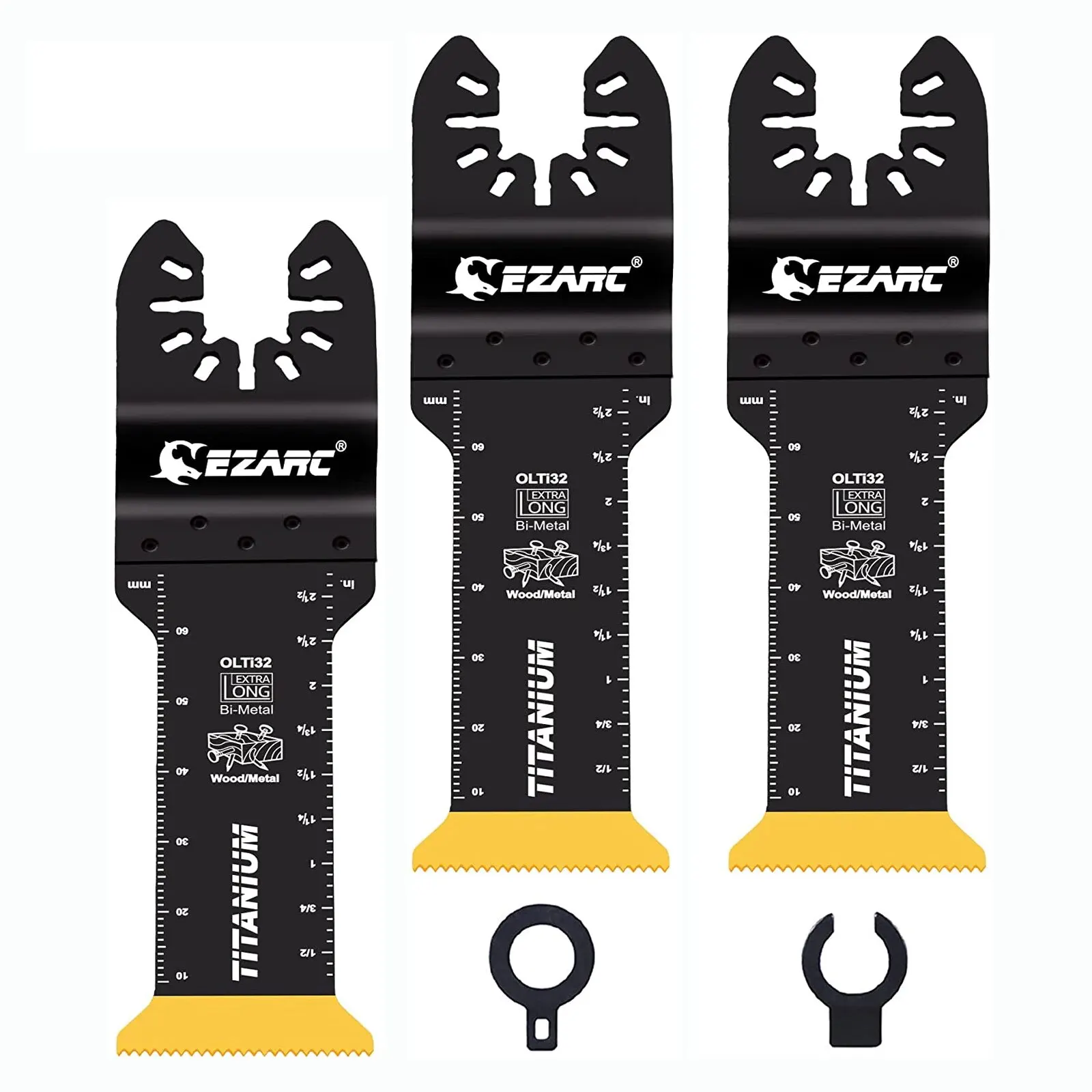 EZARC 3 PCS Lâminas de serra oscilantes de titânio Lâminas multiferramentas oscilantes extra longas para unhas de madeira de metal Parafusos de corte de plástico