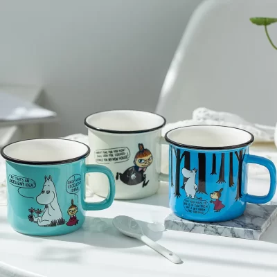 300ml dos desenhos animados caneca cerâmica retro imitação esmalte canecas escritório casa engraçado copos de água café da manhã leite café xícara de chá para o presente