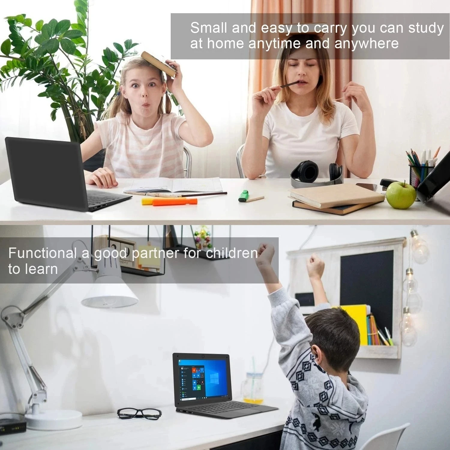 10.1 Inch Computer Laptop Windows 10 OS Preinstalled Quad Core 3GB+64GB Netbook HDMI Webcam Office (Black) - Image 6