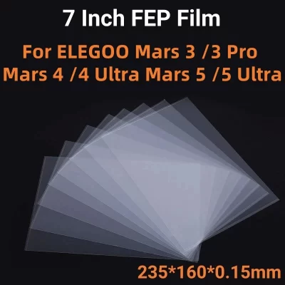 5 Peças Filme FEP de 7 polegadas 235x160x0.15mm Para ELEGOO Mars 4 /4 Ultra Mars 5 /5 Ultra Peças de Impressora 3D Acessórios LCD SLA