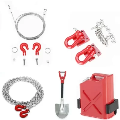 Kit de guincho de corda de reboque crawler 1/10 RC com gancho de corrente e manilhas para TRX4/SCX10/Wraith/Tamiya D90/TF2/CC01 - acesso offroad resistente