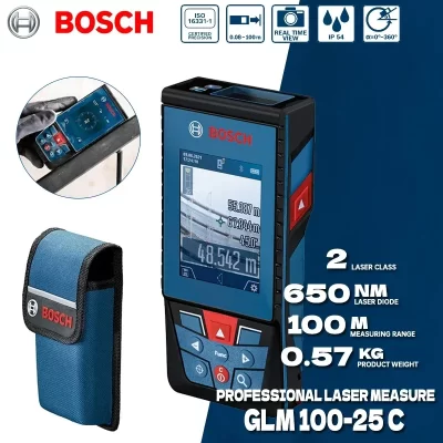 BOSCH-GLM 100-25 C Medida A Laser, Medidor De Distância, Câmera Integrada, Alta Precisão Range Finder, Ferramenta De Medida, GLM100-25C, 100m