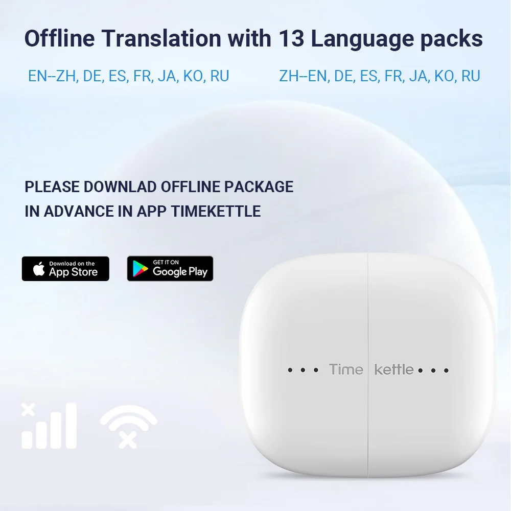 TimeKettle M3 Idioma Tradutor Simultâneo Fone de Ouvido Interpretação de Negócios Fone de Ouvido Viagem Tradução de Voz Fones de Ouvido - Image 4