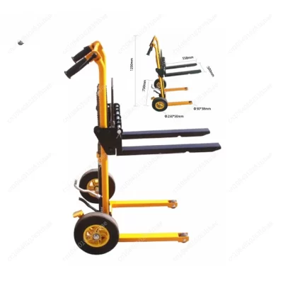 Carrinho de empilhadeira com suporte de carga de 200 kg, empilhador manual portátil, caminhão de elevação doméstico leve e pequeno, descarga hidráulica
