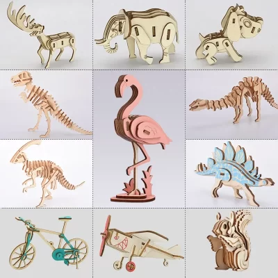 Modelo de madeira montagem brinquedo artesanal 3d quebra-cabeça crianças atividade noturna jardim de infância brinquedo educativo treinamento cerebral