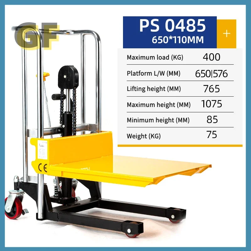 Empilhador hidráulico manual, Carrinho auxiliar, Hand Push, Forklift Light, Caminhão de bagagem, Plataforma multifunções, Ferramentas móveis, PS0485 - Image 3