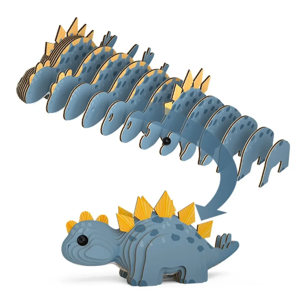 3D Dinosaur Paper Puzzle para crianças, DIY, montagem, adesivos de animais, interesse, mão na habilidade, conjuntos de brinquedos para crianças, presente artesanal - Image 5