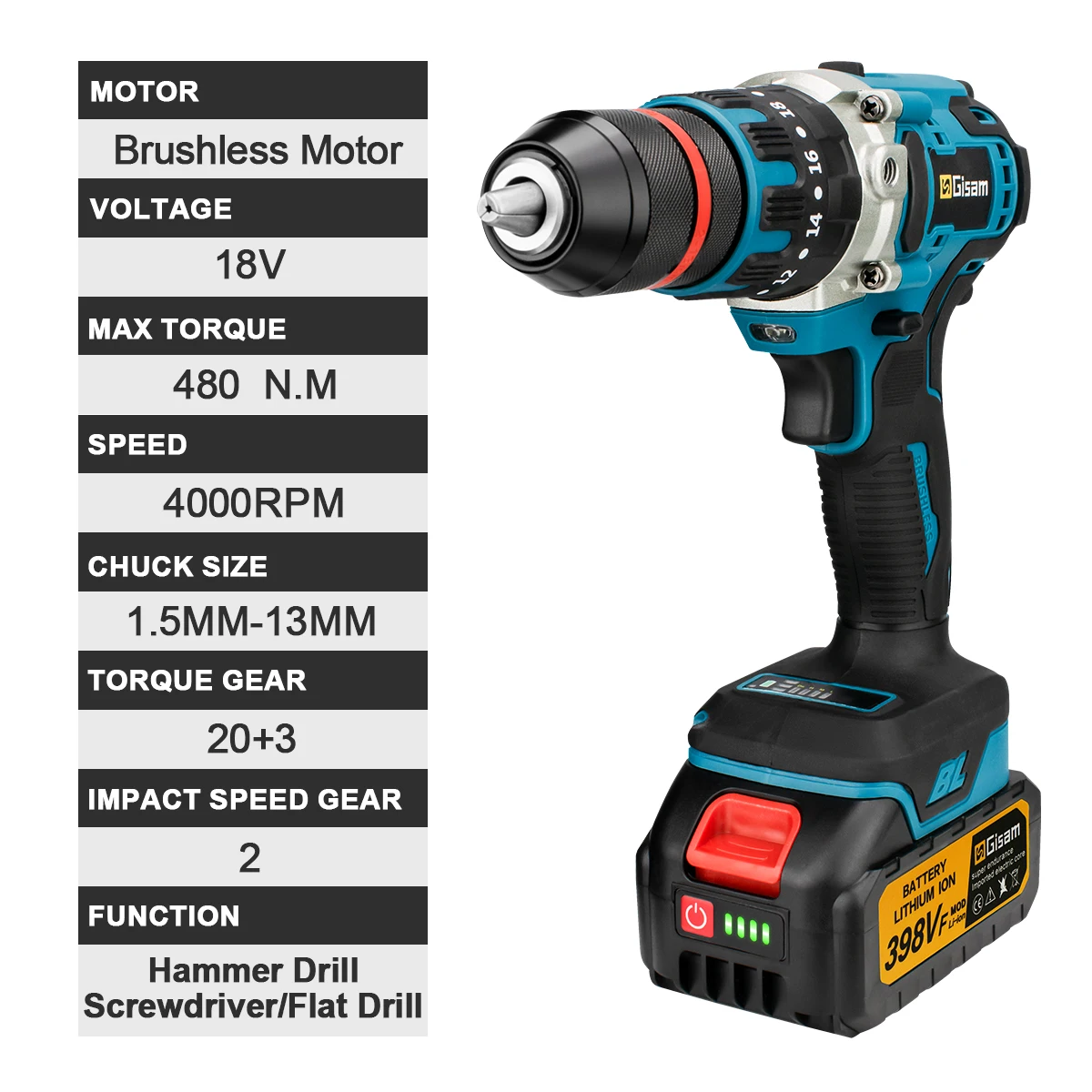 13mm 480n.m sem escova furadeira de impacto elétrica sem fio chave de fenda elétrica diy driver ferramenta elétrica para makita 18v bateria pino - Image 5