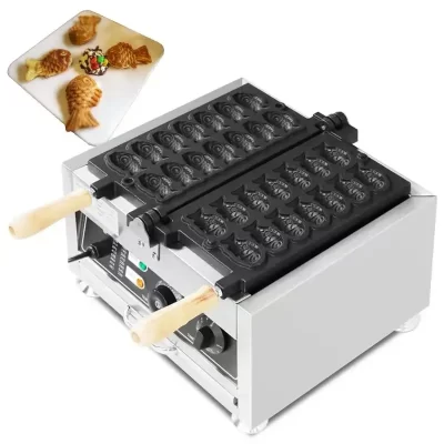 Mini comercial em forma de peixe máquina de waffle elétrica 14 pçs pequena taiyaki pan bolo máquina taiyaki fabricante pan equipamentos 110v