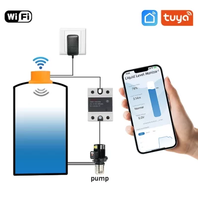 Sensor ultrassônico de nível de líquido tuya, com bomba de água, controlador automático, indicador de alarme inteligente, monitor remoto de tanque