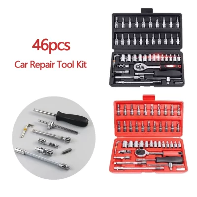 46 pçs kit de ferramentas de reparo de carro 1/4 Polegada conjunto de soquete ferramenta de reparo de carro catraca chave de torque combo conjunto de reparação automática ferramenta mecânica