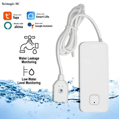 Tuya inteligente sensor de vazamento de inundação monitor remoto wifi detector de nível de transbordamento de água sensor de vazamento de água sistema de alarme de som de segurança