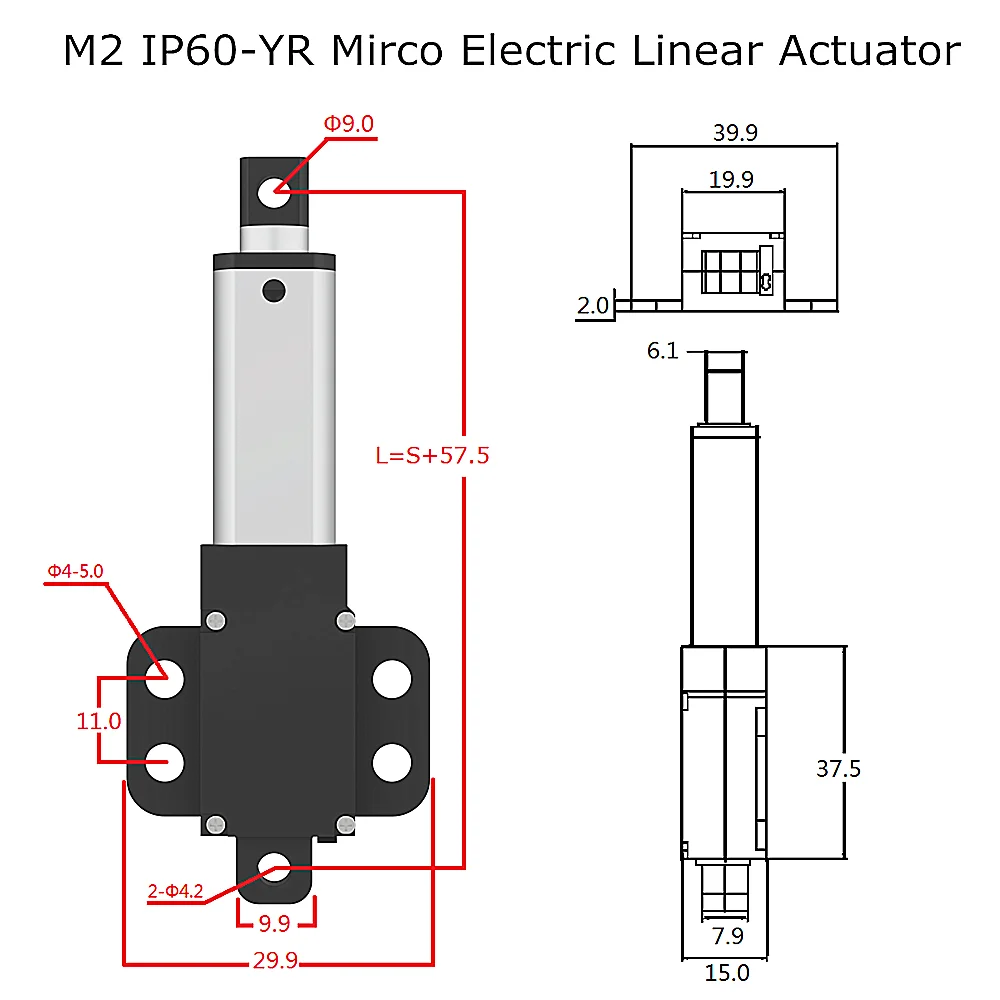 Atuador linear pequeno dc6v 12v 24v, 150mm/s 200mm, força 15kg, motor elétrico para armários, abridor de janelas, robitcs com suporte grátis - Image 2