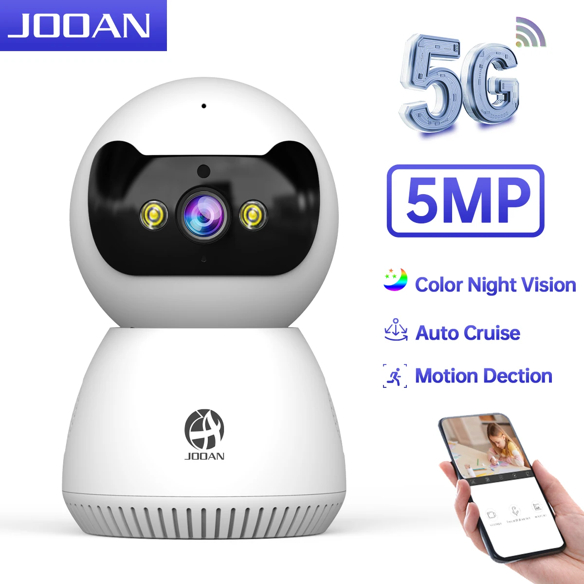 Jooan 5mp 3mp câmera ip 5g wifi casa inteligente indoor sem fio câmera de vigilância ip cctv câmera ai rastreamento segurança monitor do bebê