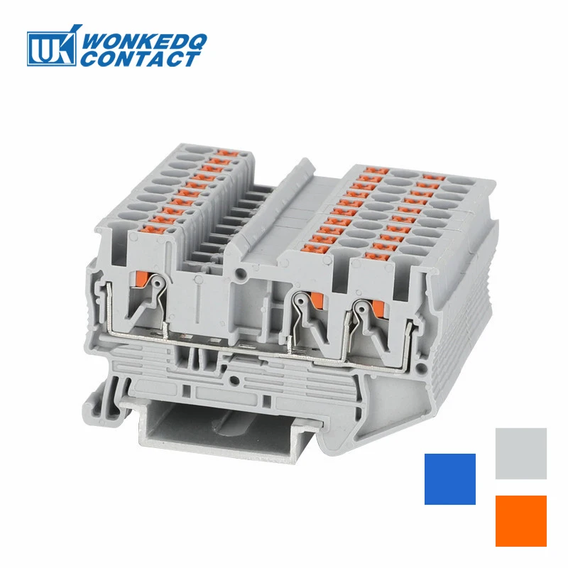 10Pcs PT2.5-TW PT 2.5-TW Push-In Twin 3-Conductor Feed-Through Strip Wire Electrical Connector Din Rail Terminal Block PT 2.5 TW - Image 6