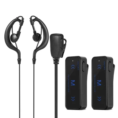 Mini Walkie Talkie, rádio bidirecional, transceptor 3W, fone de ouvido, alimentado por USB, 400-470MHz, 2pcs