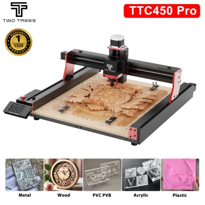 Roteador de madeira TWOTREES TTC450 Pro, corte e gravação de metal de 4 eixos, fresadora CNC, gravador a laser faça você mesmo, ferramentas CNC